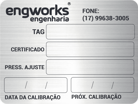 Placa em Aço Inox, gravação escura, Inox 0,4 mm